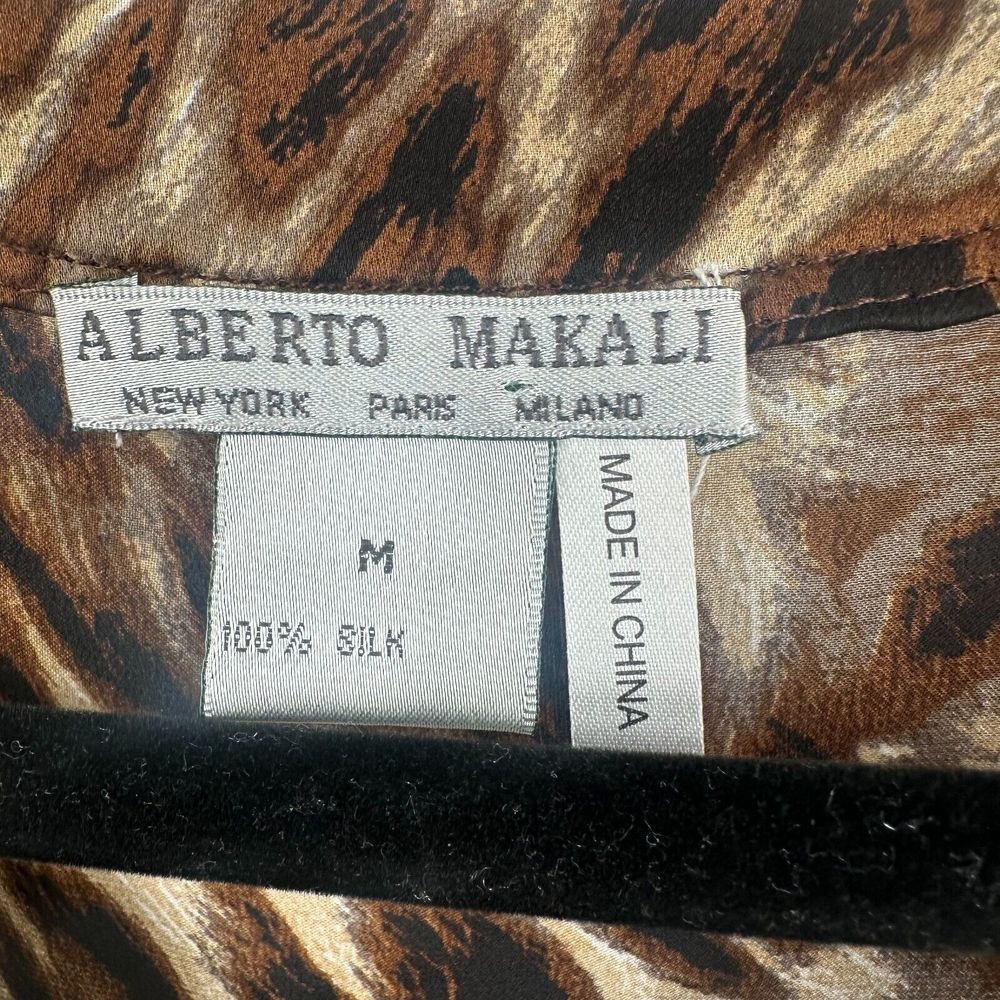Alberto Makali Tunic Top Womens M Multi Animal Print Sequin Placket Button Front - Picture 5 of 9